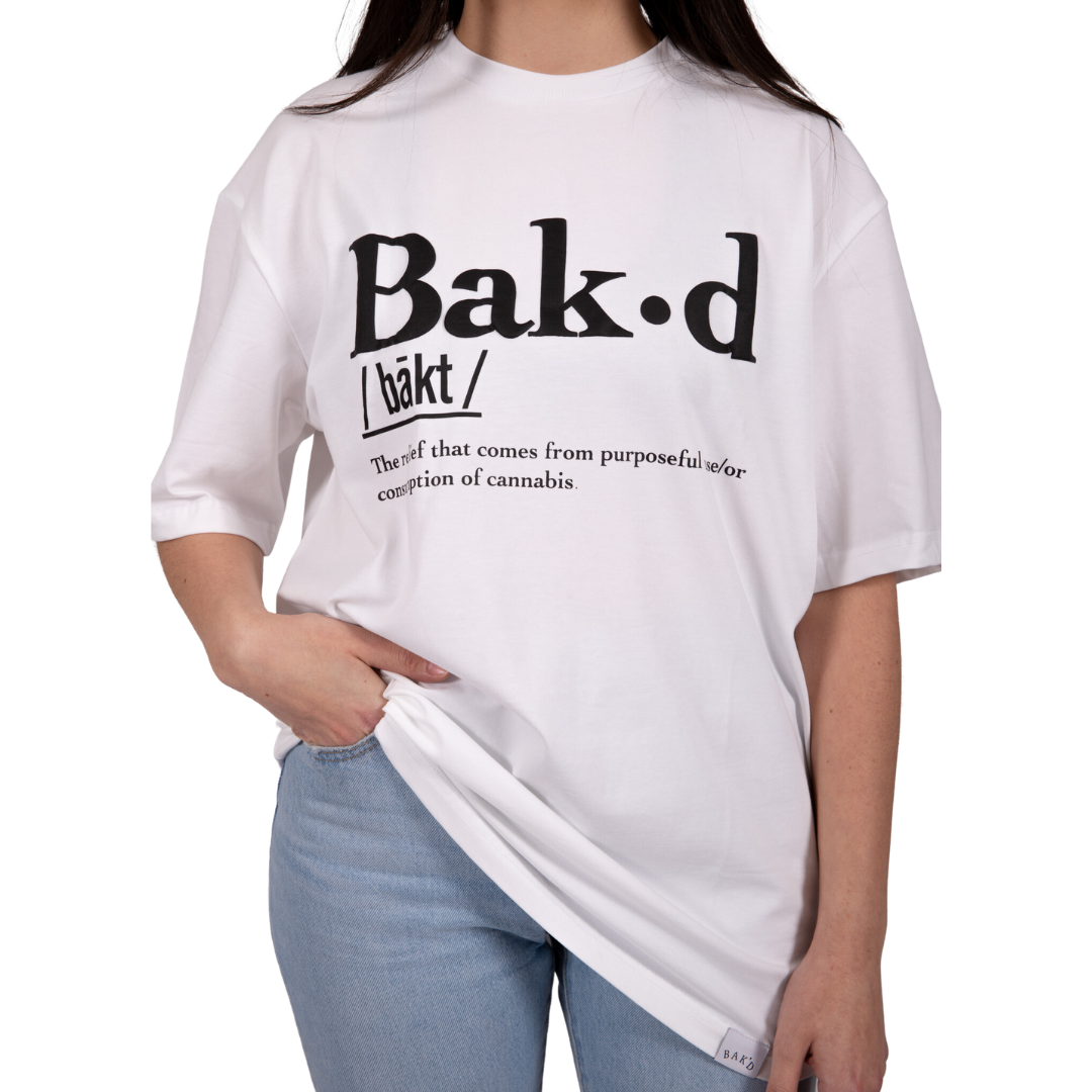 Close-up of Bak'd Def Tee's Unique Herb Graphic