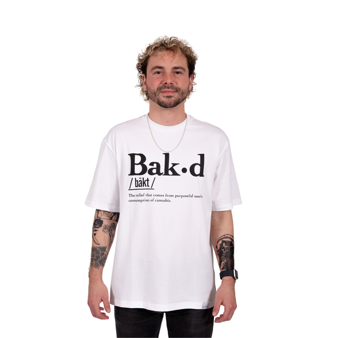 Bak'd Def Tee in white - Male model