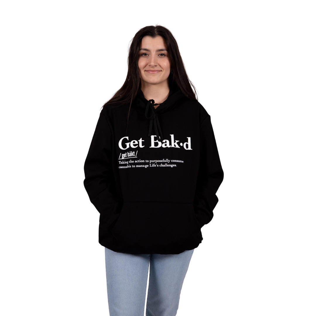 Get Bak'd Def Hoodie in Classic Black - Front View female model