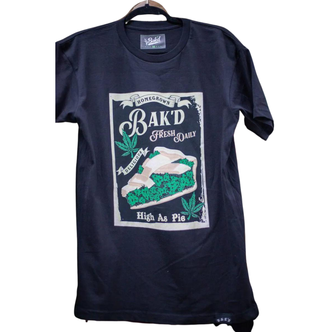 Bak'd Pie Tee in Black with Whimsical Pie Graphic